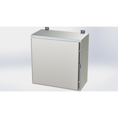 Saginaw Control & Engineering Padlockable Hasp Electrical Enclosures, 24 in H, 12 in D, 24 in W, NEMA 4X, 316 Stainless Steel SCE-24H2412SS6LP